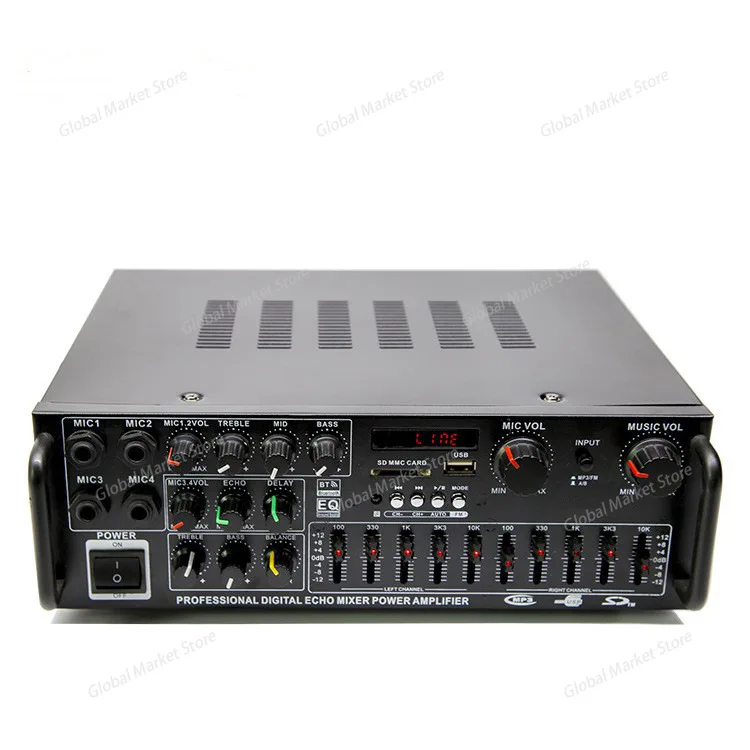 

Мощный домашний усилитель мощности, самый продаваемый эквалайзер Bluetooth 12 В/220 В, усилитель мощности двойного назначения для автомобиля