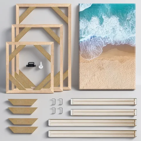 Various Sizes Canvas Frame Wooden Frames Natural Wooden Photo Oil Painting Canvas Diamond Painting Frames Canvas Wood Wall Frame
