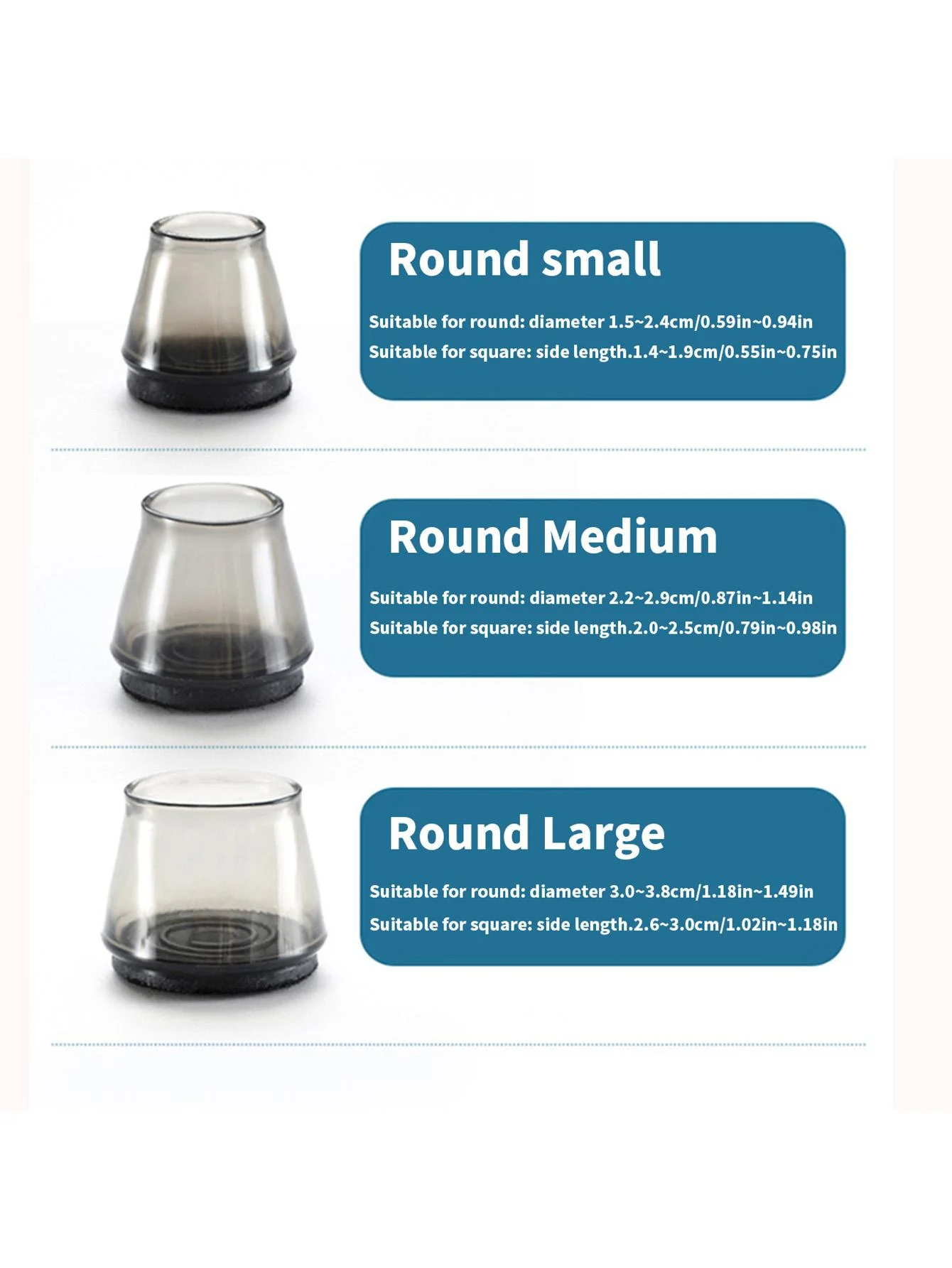8 كراسي مع وسادات قدم شفافة، وأغطية قدم صامتة ومقاومة للاهتراء، وأغطية واقية، ومقاعد سيليكون، ووسادات لباد