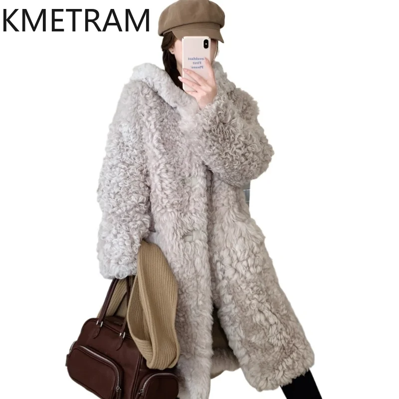 

KMETRAM 100% Natural Tuscany Wool Sheepskin Fur Clothes for Woman Long Warmth Real Fur Jacket 2025 Women's Winter Coat fourrures