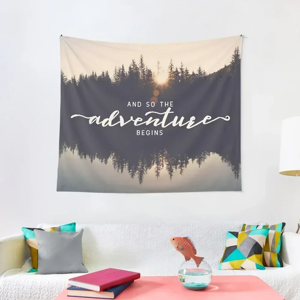 And So The Adventure Begins - Woods Trees Forest Wall Decor Tapestry Home Decor Aesthetic Korean Room Decor Tapestry