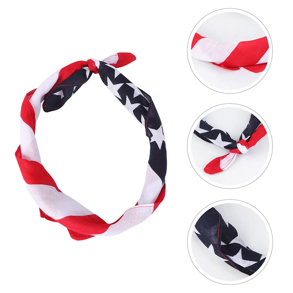 

2Pcs Small Flag Print Bandanas Patriotic Head Scarf Lightweight Neck Wrap Hair Tie Travel Sports Running Workout Accessories
