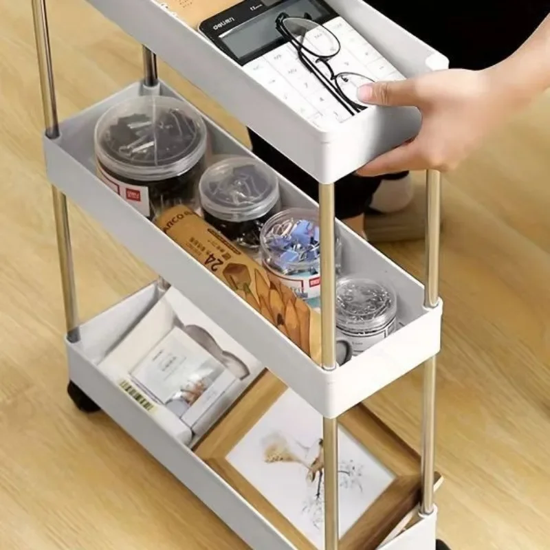 Storage Cart Multifunctional High Capacity Save Space 3/4-Tier Storage Movable Floor-Standing Rolling Vertical Shelf for Kitchen