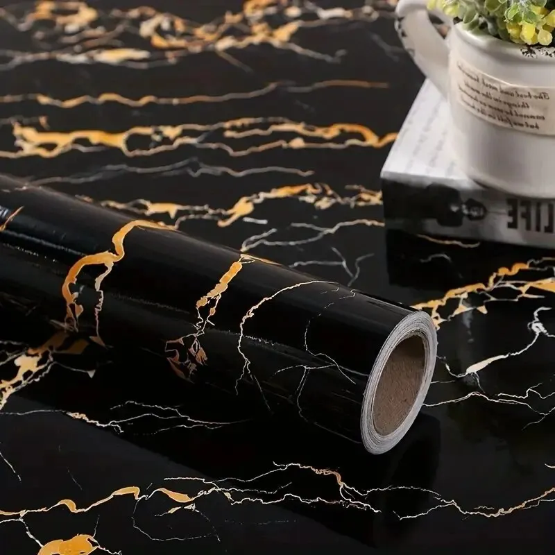 Self-Adhesive Marble Vinyl Wallpaper - Removable, Waterproof, Peel & Stick Wall Stickers For Rooms, Kitchens & Furniture