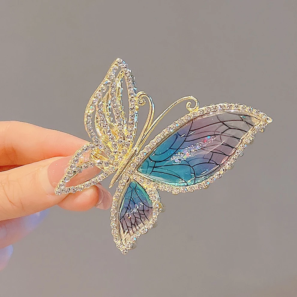 Molans Simulation Butterfly Hair Clip For Women Fashion Rhinestone Metal Hair Claw Barrettes Hairpin Hair Accessories Headwear