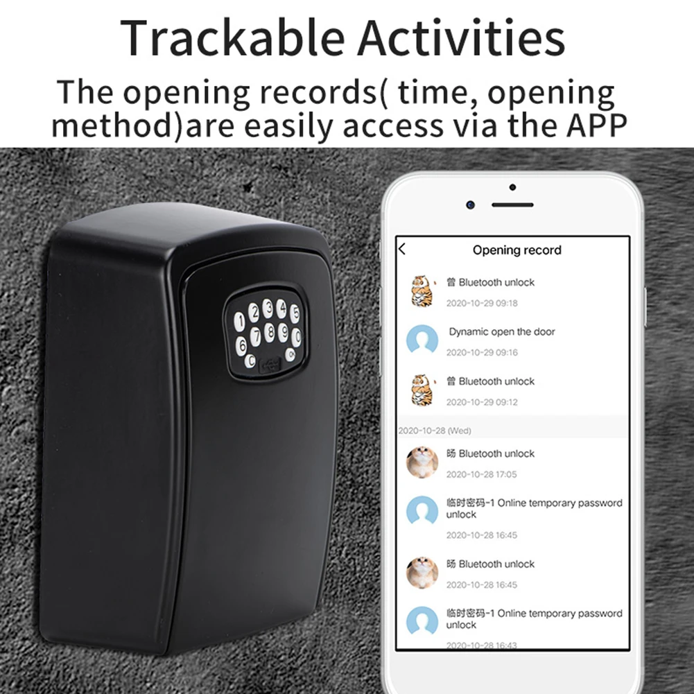 BOX02 kotak rahasia penyimpanan kunci rumah pintar, kotak penyimpanan rahasia kunci antimaling dengan kode Tuya APP Unlock kotak kunci keamanan