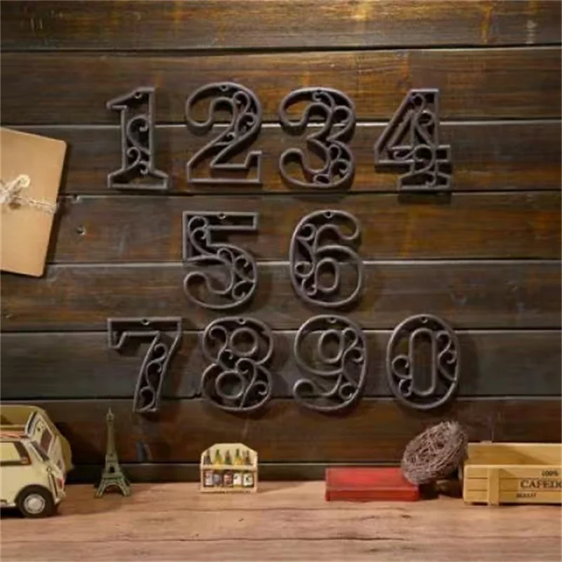 

Industrial Cast Iron House Number American Style Door Number Address Customized Door Plates For Home Restaurant Wall Living Room