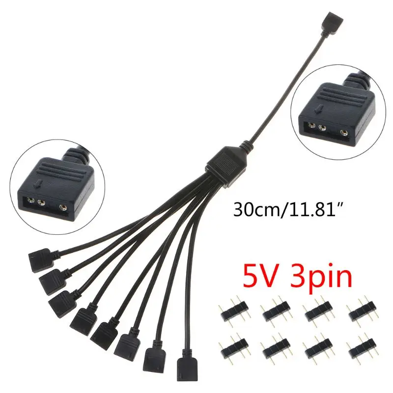 RGB Extension Cable 5V 3 Pin Radiators RGB Fans Connector Hub 3-Pin Cooling Fan Cable for Computer ATX for Cas 96BA