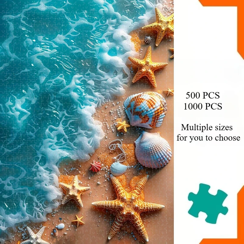 500/1000/1200/2000PCS Puzzles for Beach Starfish Shell Jigsaw Puzzles Brain Challenge Game Gift Educational Toys for Adults