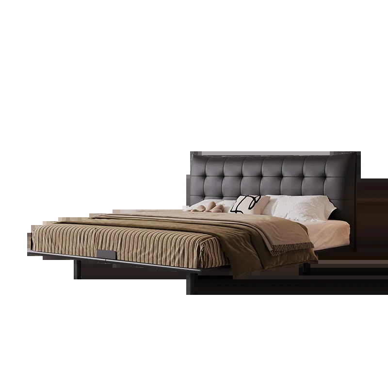 

Leather bed Modern minimalist non-disturbing multifunctional Italian