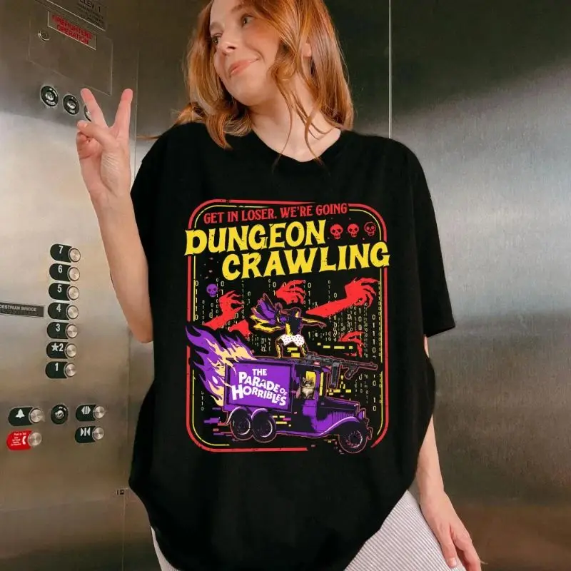 Sci-Fi Meme Tee,Carl Princess Donut Graphic Tee,Get in Loser We're Going Dungeon Crawling Shirt Dungeon Crawler Carl Fan Shirt