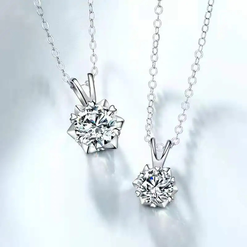 New S925 Mozambique Diamond Clarity D Hardness VVS1 Snowflake Women'S Necklace Love Design Pendant Clavicle Chain Accessories