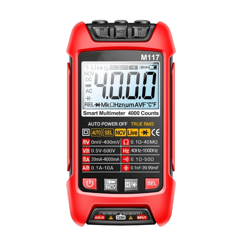 Multimeter Tester, 4000Counts Voltmeter Auto Ranging Ohmmeter Voltages Resistance Continuitys NCV Live Wire Test