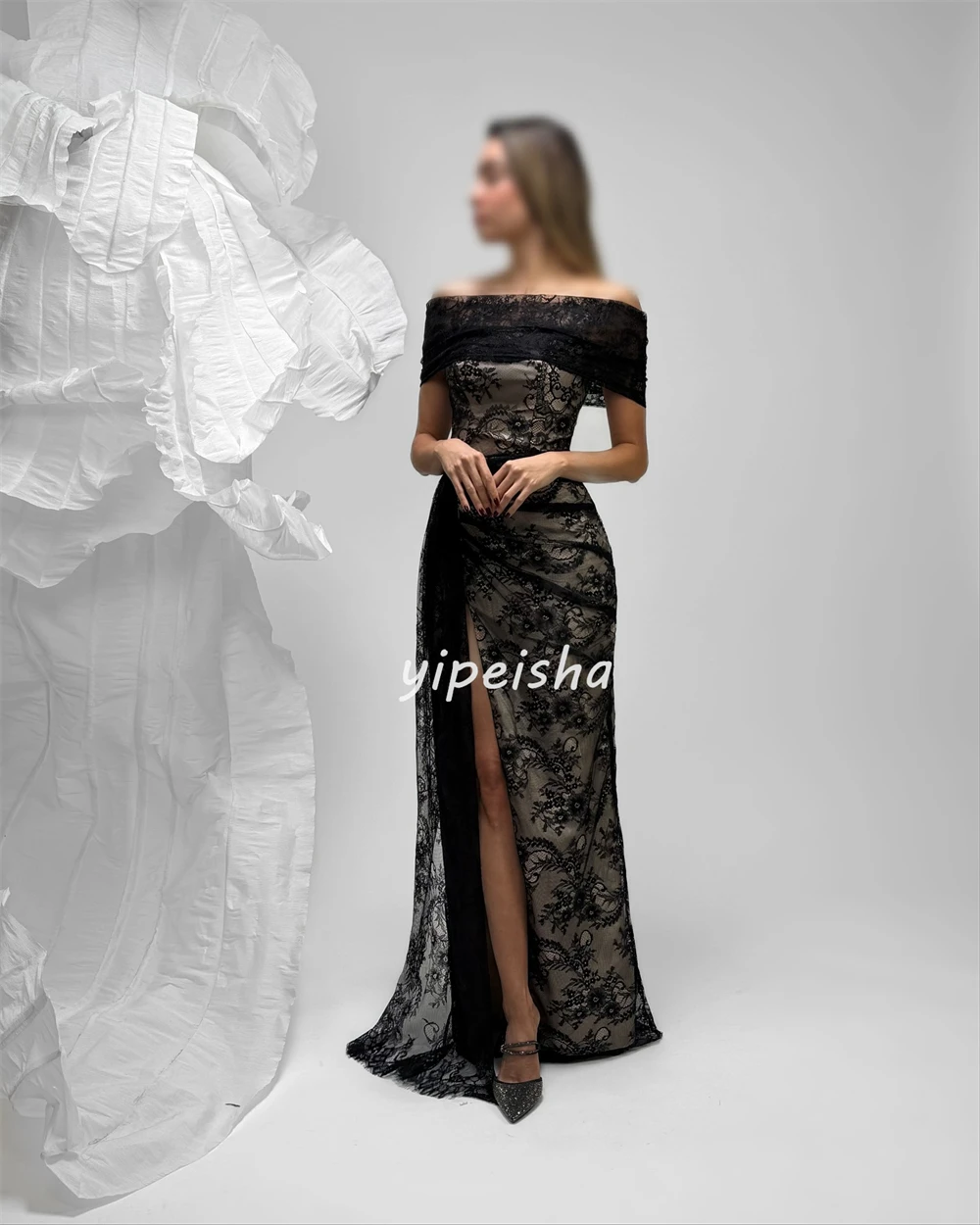 Элегантные классические кружевные плиссированные прямые длинные платья с открытыми плечами по индивидуальному заказу, платья для особых случаев, доступны размеры