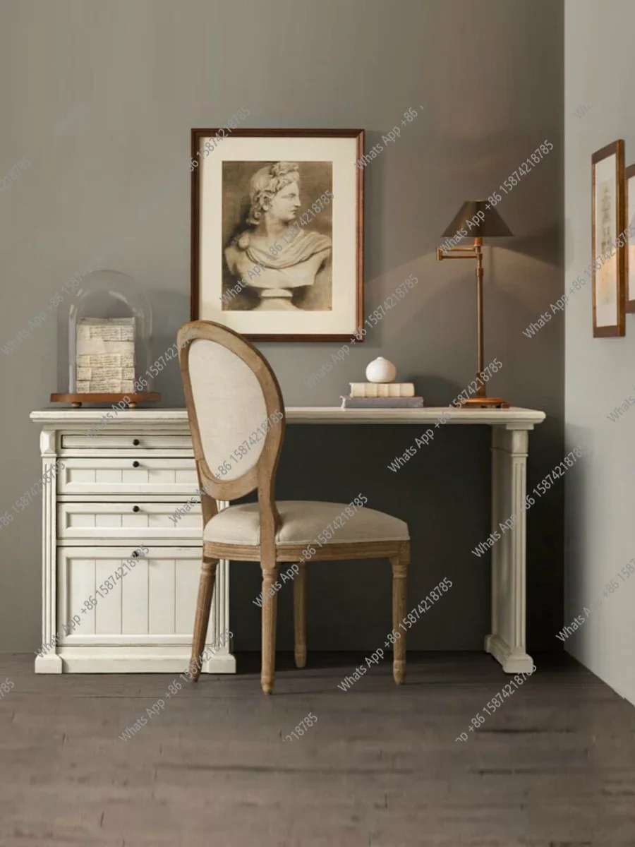 YX American Retro Solid Wood Desk, Student Study Desk, Computer Desk, Home Small Apartment, Log Oak Writing Desk