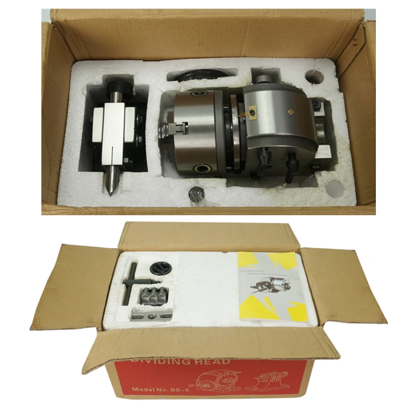 Głowica dzieląca do frezarki, głowica obrotowa, głowica dzieląca BS-0, uchwyt 3-szczękowy 5 cali, precyzyjny, półuniwersalny