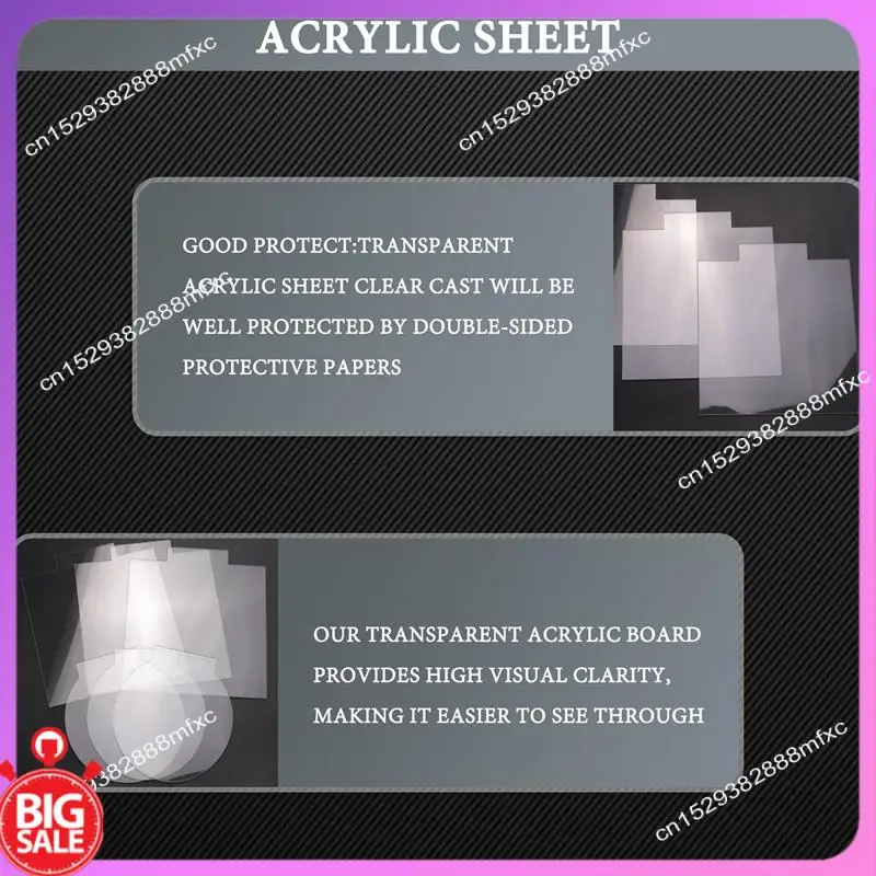 Big Deal 2Mm Acrylic Sheet Clear Cast For Plexiglass With Double Sided Protective For LED Light Base Signs DIY Display 6 Pcs