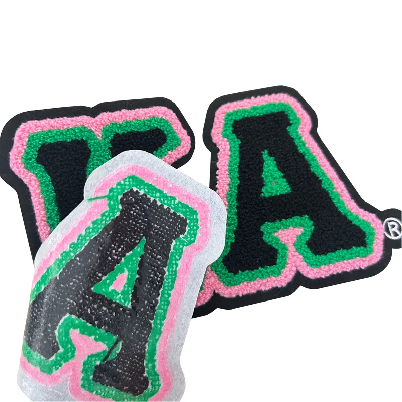 Personalized embroidery AKA Black Chenille with pink and green trim Patch for Jacket, 1908 Sorority Alpha Kappa Alpha