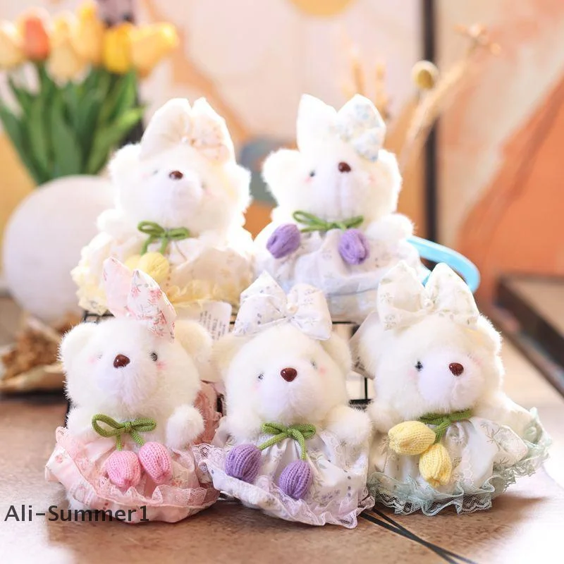 พวงกุญแจตุ๊กตาหมีกุหลาบน่ารัก ของเล่นตุ๊กตาการ์ตูนน่ารัก ของตกแต่งกระเป๋าเป้สะพายหลัง ของขวัญสำหรับเด็กผู้หญิง