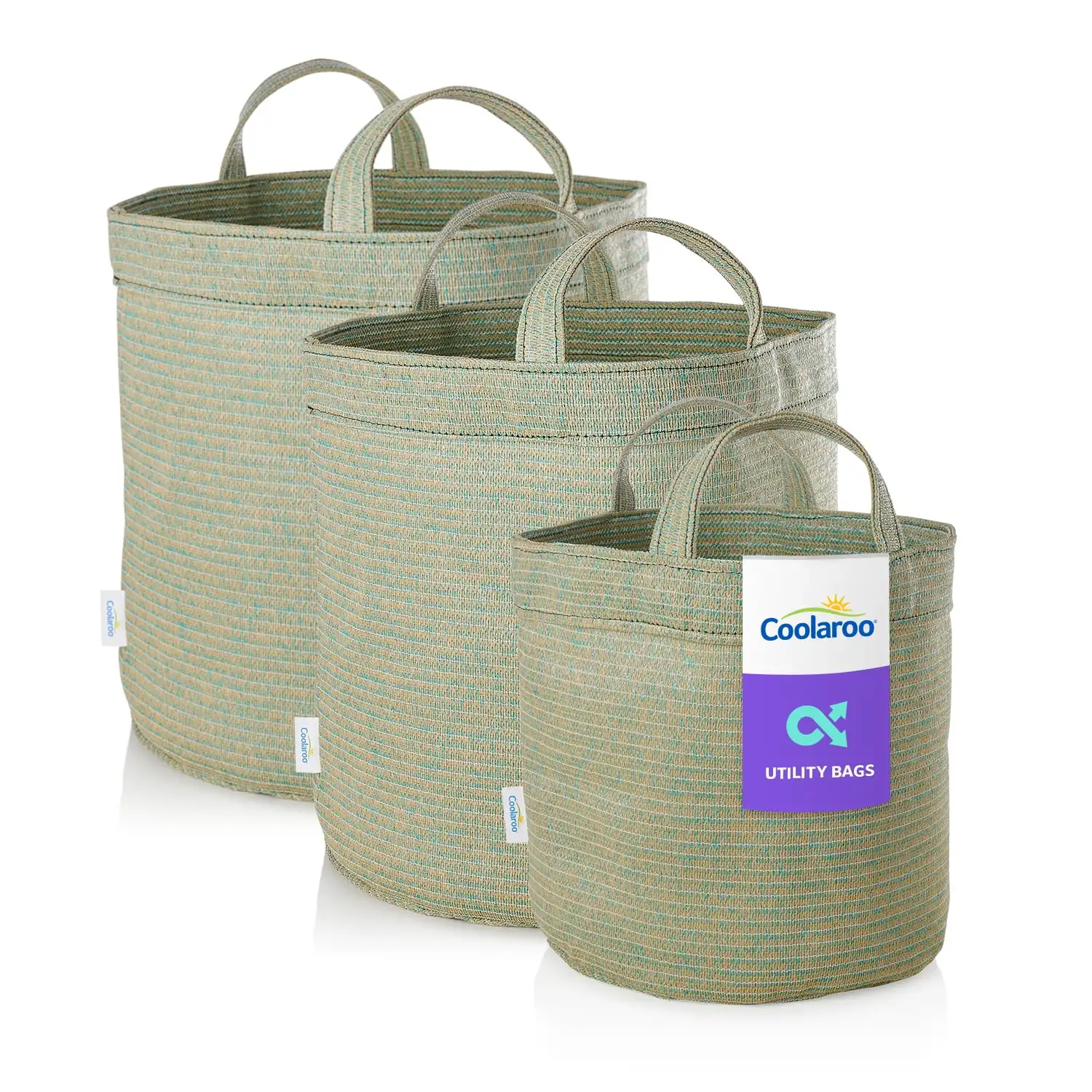 3-Pack Small, Medium & Large Utility and Storage Bins with Reinforced Handles, Steel Grey