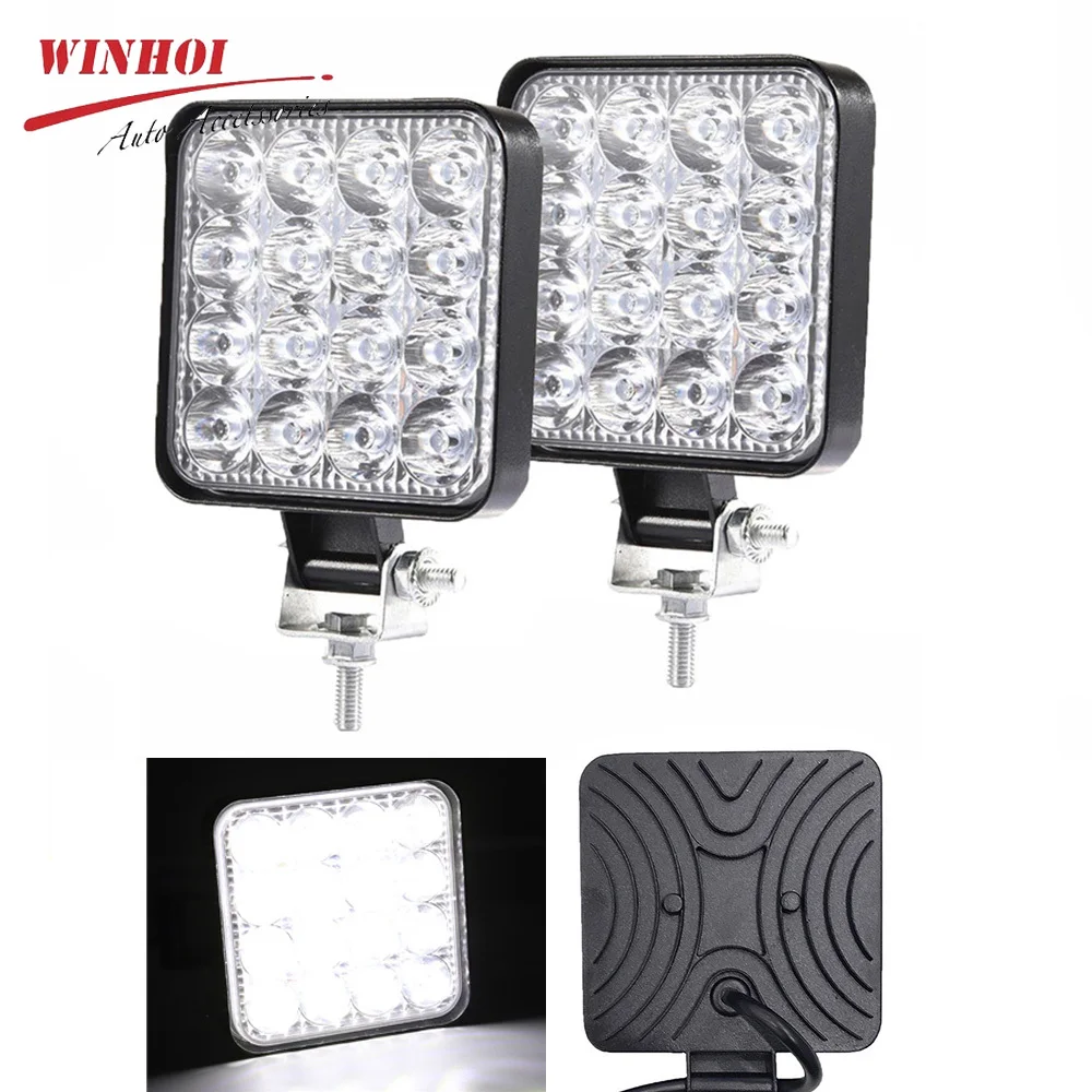 Square Led Light Bar Offroad 4X4 Led Spotlights Flood Bright Beam Diode Headlights 12V 24V Work Lights for Atv Truck Trailer Car