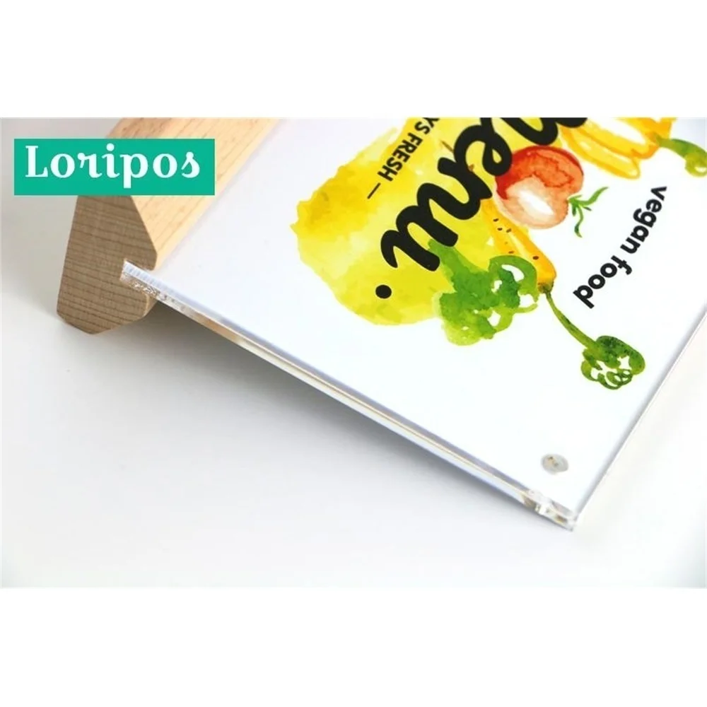 A4 Horizontal Wood Menu Card Stand Photo Frame 297*210mm Paper Sign Holder Desk Label Holder Acrylic Price Card Display Rack