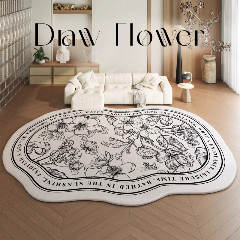 

Retro Floral Carpet for Living Room Luxury Bedroom Bedside Rug Irregular Print Sofa Coffee Table Floor Mat Ковер 양탄자 Alfombra