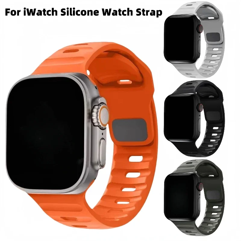 Silikonarmband für Apple Watch Ultra 2 Serie 10 9 8 7 6 SE 5 4 Atmungsaktives Armband iWatch-Armband 42 mm 46 45 41 44 40 38 49 mm
