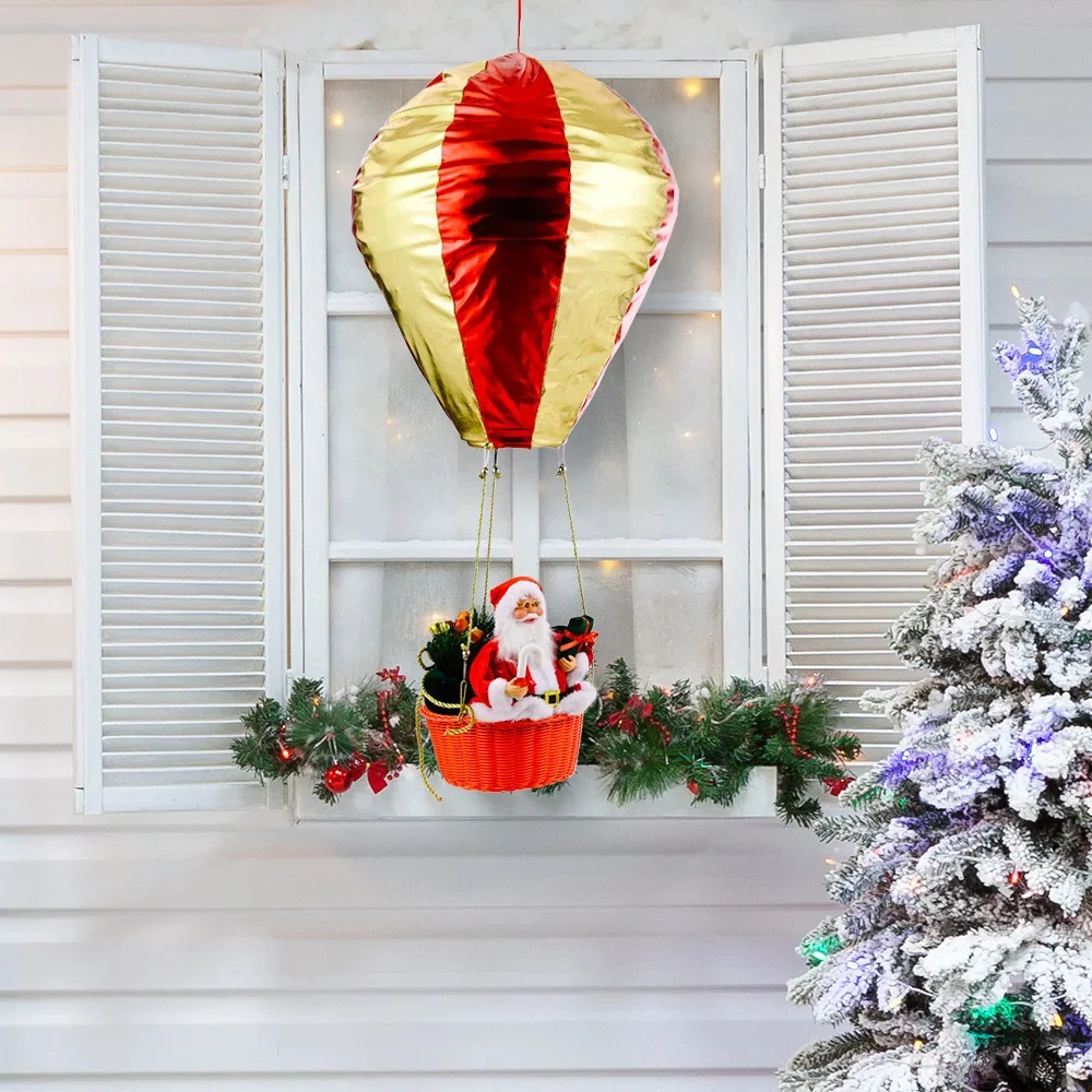 

2024 Hot Air Balloon Santa Claus Pendant Christmas Living Room Room Scene Originality Decoration Children's Holiday Gifts