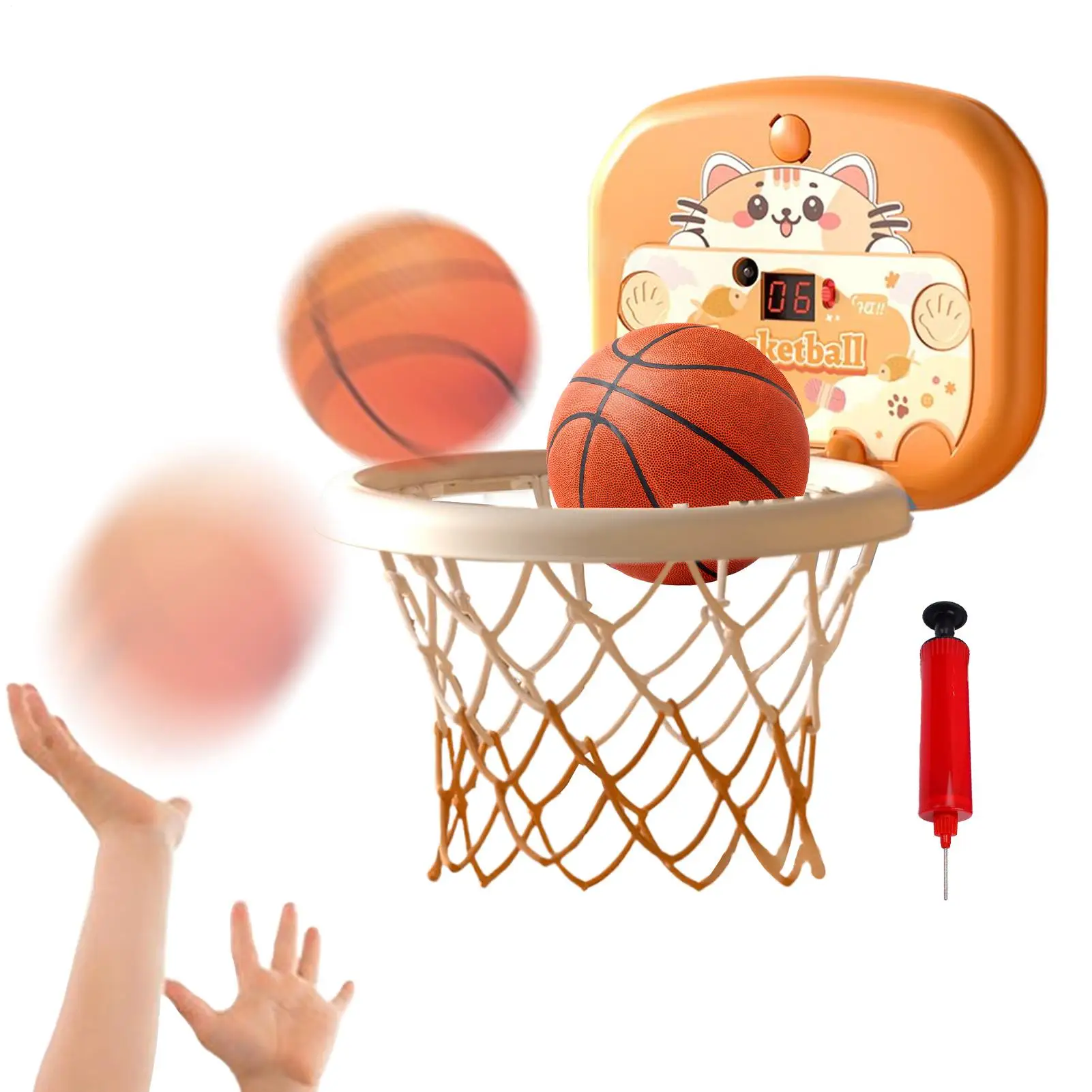 Mini aro de baloncesto, conjunto de aro de baloncesto para niños, pelota interactiva montada en la pared, juguete deportivo con marcador para el hogar y la escuela