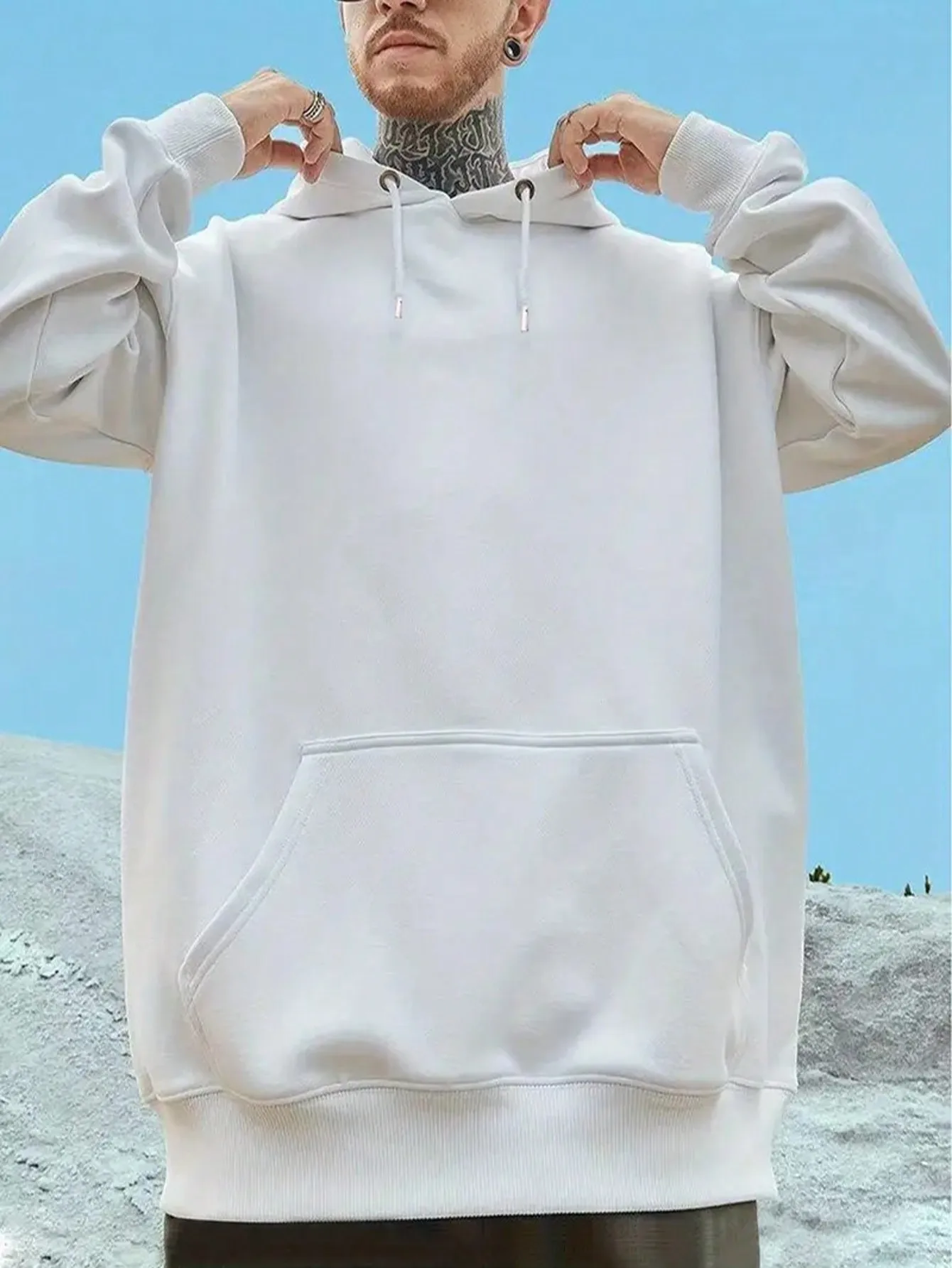 Men's Trendy Hoodie With Geometric Print - Casual & Comfortable Pullover For Fall/Winter, Machine Washable