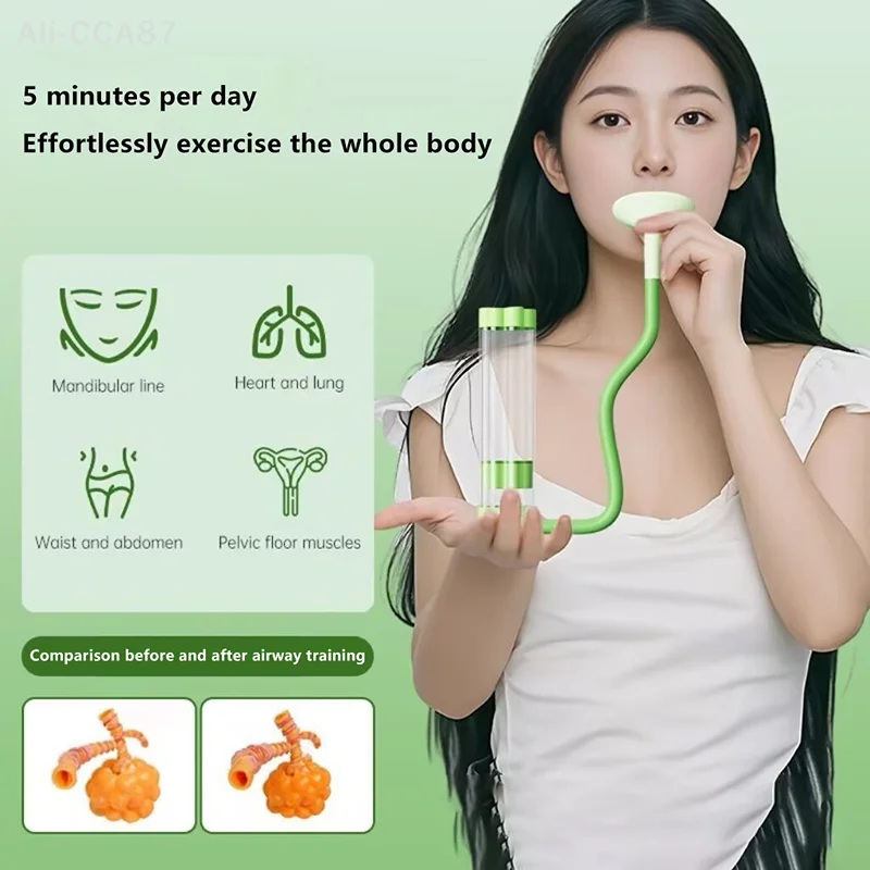 مجموعة دمبل لتدريب عضلات البطن، جهاز تمرين التنفس العميق لتعزيز قدرة الرئة