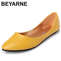 BEYARNE Leather Flat Shoes Woman Hand-sewn LeatherLoafers Cowhide SpringCandy colorCasualShoes Women Flats Women ShoeE531