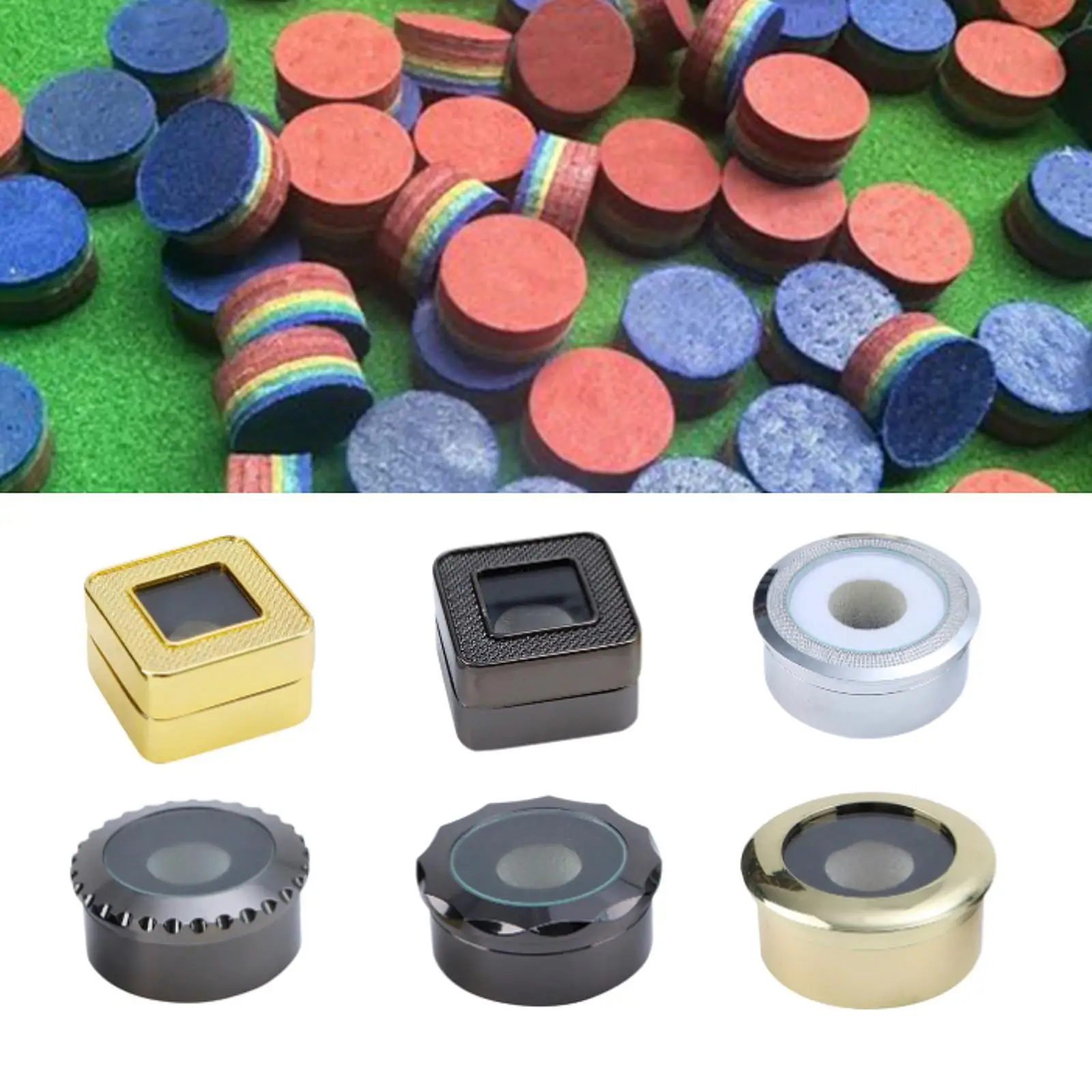 

Портативный металлический футляр для хранения наконечников для бильярдных киев с поворотным замком, держатель для наконечников кия, аксессуары для бильярдных киев для игроков