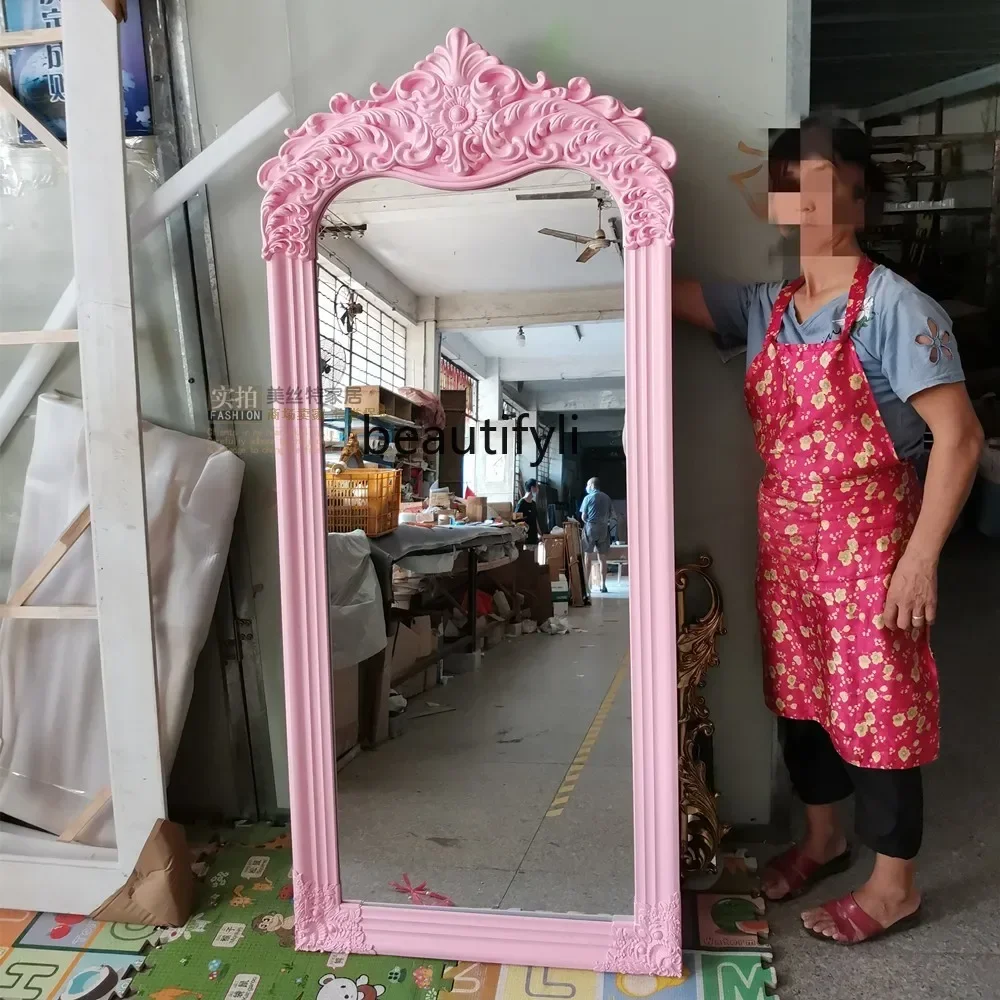 AAPink  full-length mirror clothing store, full-length mirror ins Muse selfie, decorative mirror