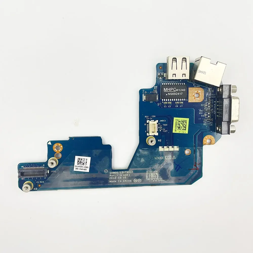 LAN USB Jack Board للكمبيوتر المحمول Dell Latitude E5430 ، شحن USB ، بطاقة شبكة VGA ، قارئ RJ45 ، QXW00 ،