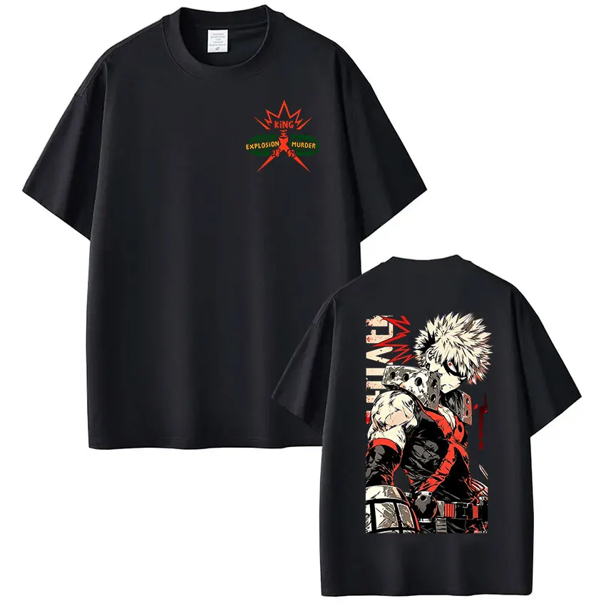 Japanese Anime My Hero Academia T Shirts Katsuki Bakugo Graphic Print T-shirt Men's Women Cotton Oversized Short Sleeve T Shirt