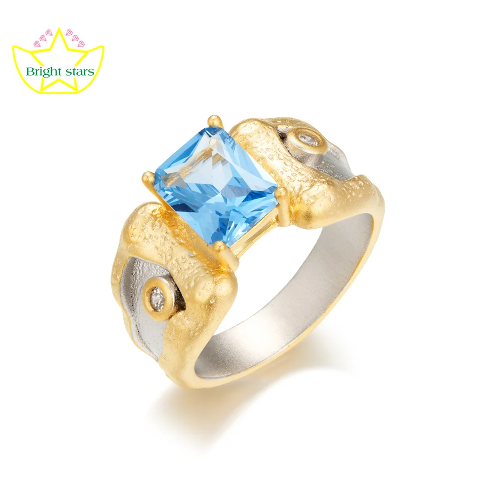 

Bright Stars new design S925 sterling silver blue spinel ins style ring for women