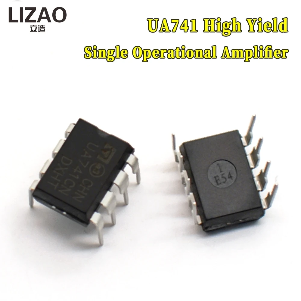 10PCS UA741CN Single Operational Amplifier, DIP-8 Through-Hole OP Amp Chip, Compatible with LM741