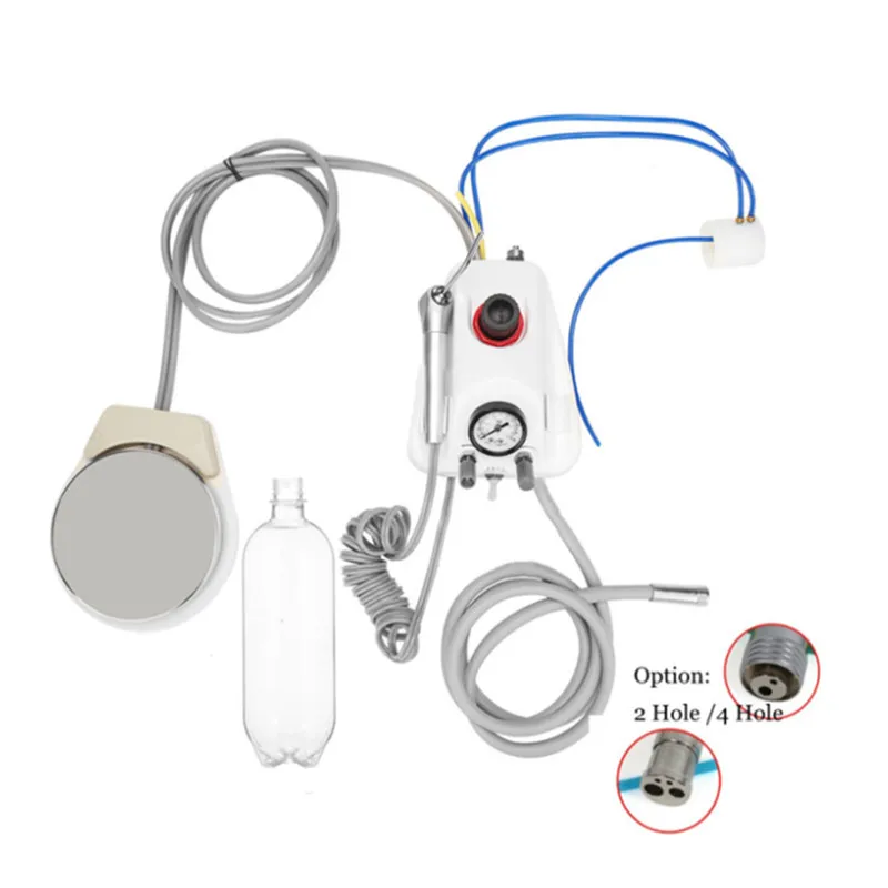 

2/4 Hole Dental Portable Turbine Unit With 3 Way Syringe Plastic Cover with 600ml Water Bottle