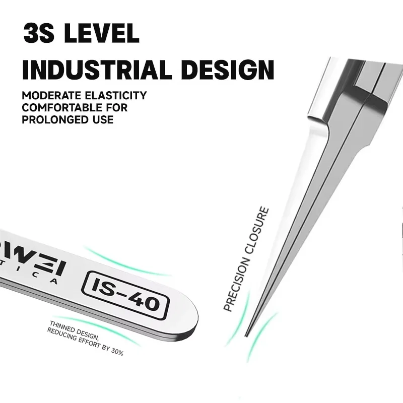 LUOWEI IS-40 High Precision Tweezers Ultra-fine Straight Tip Non-Magnetic Stainless Steel for Phone PCB BGA Jump Wire Repair