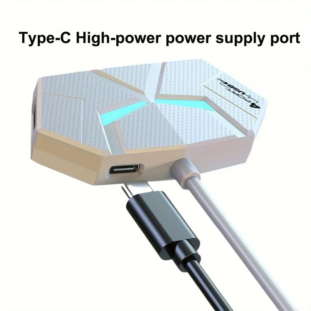 4/7 Ports USB Docking Station Colorful Light High Speed Transmission USB Splitter Adapter Stabilize Multifunctional