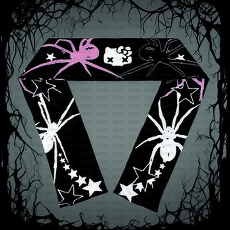

Y2k releases your dark side with a strong texture scarf, a must-have scarf for spider anime goth enthusiasts