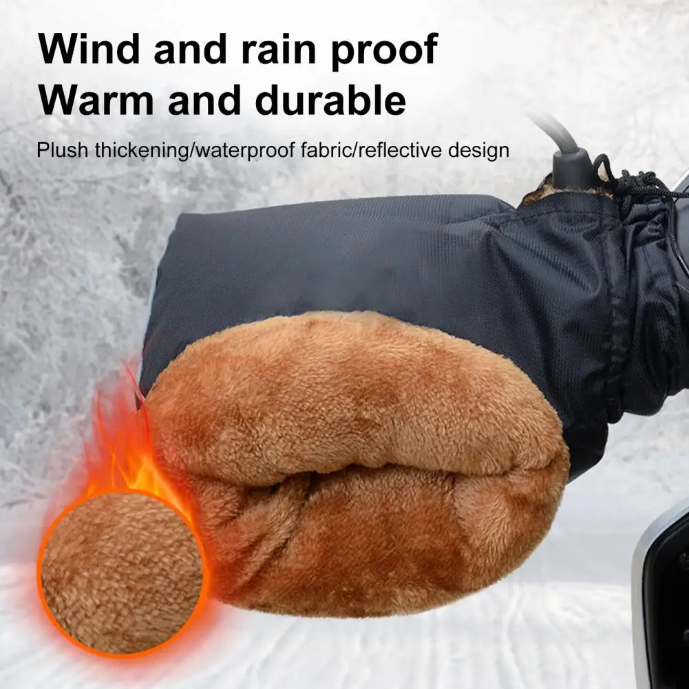 

1 Pair Motorcycle Handlebar Muff Rainproof Windproof Inner Fleece Coldproof Wind-Breaking Handlebar Gloves for Snowmobile