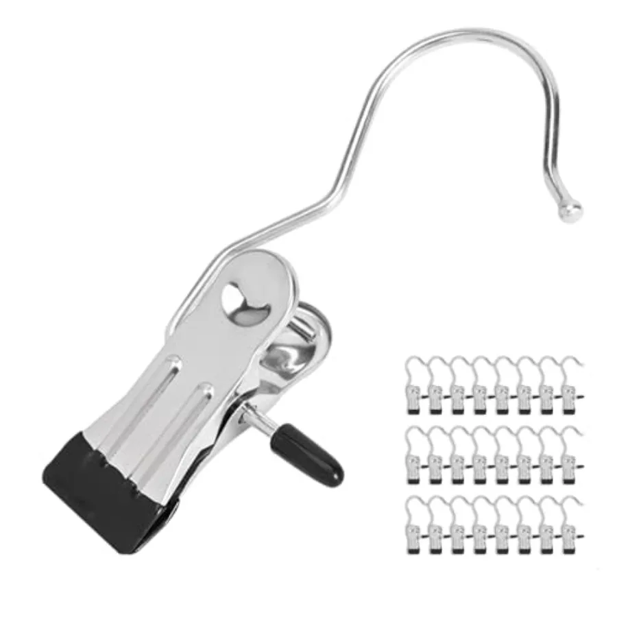 

24 Pack Hanger Clips, Multi Function Clip Hooks, Laundry Hanging Hooks Clips, Clothes Clips, Closet Hangers, Boot Clips, Sock C