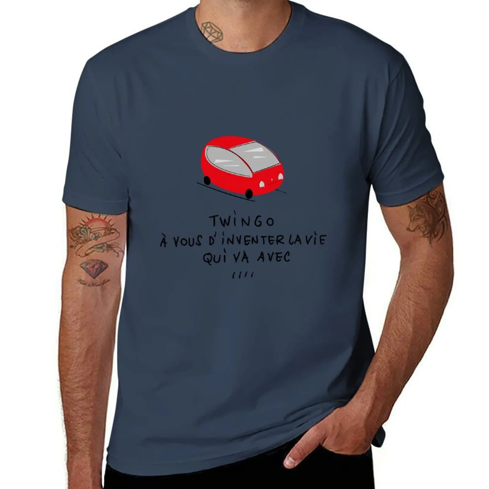 Twingo vit! T-Shirt Simple Solid Color Crew Neck Tee