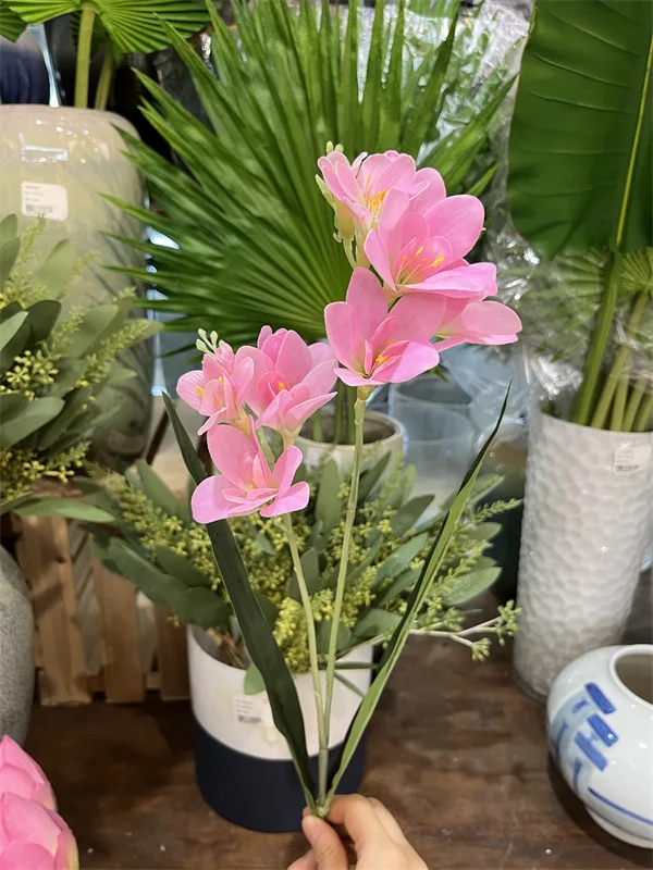 5 Stück Duftende Schneeorchidee aus Latex, Cymbidium-Orchidee, Künstliche Blumen mit Echtem Touch für Hochzeit, Party, Heim- und Tischdekoration – Detail 5
