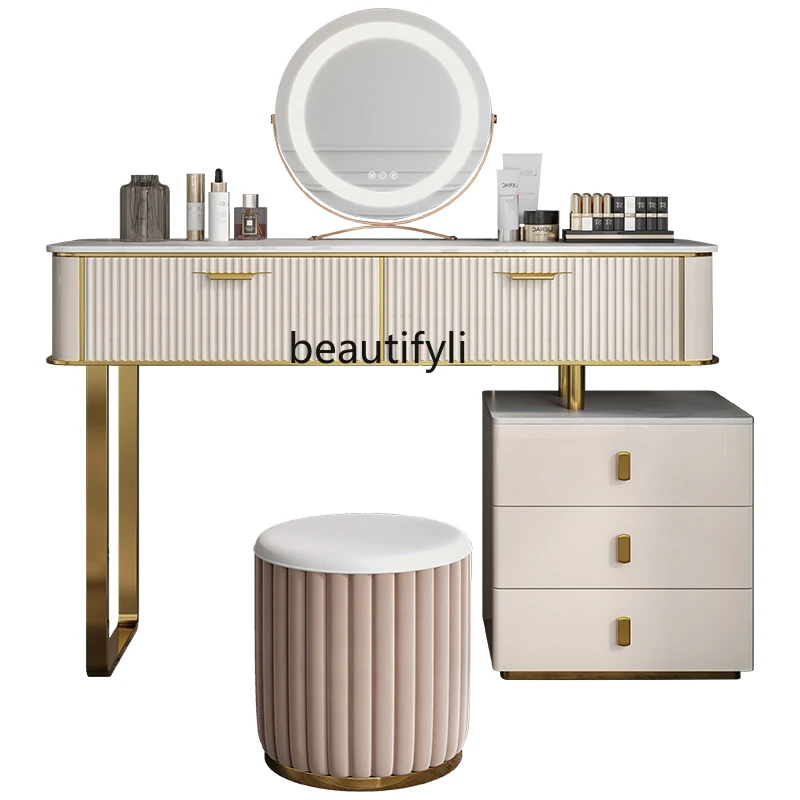 

Light Luxury Stone Plate Dressing Table Storage Cabinet Integrated Bedroom Modern Minimalist Paint Makeup Table furniture