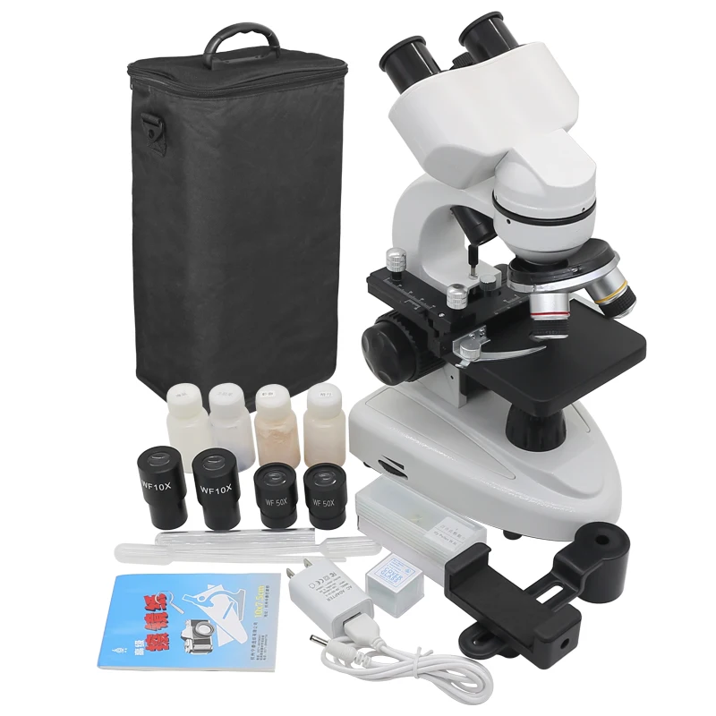 40X-1600X Binocular Biological Microscope with 360 degree Rotatable Head Optical Illuminated Microscope for Student Experiment