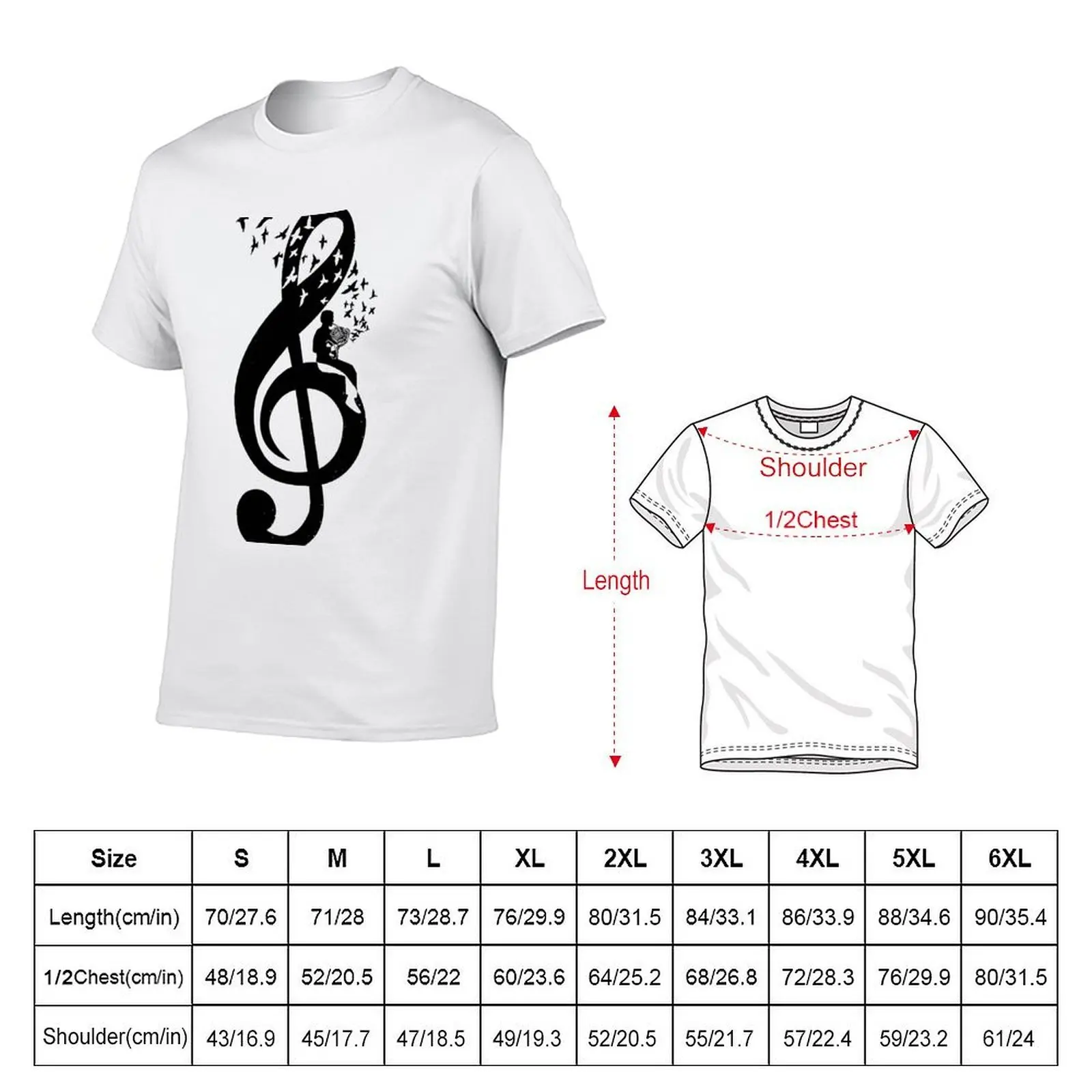 Treble Clef - French Horn T-Shirt t shirt for man 100 percent cotton t shirt man plain man t shirts for men T-shirt